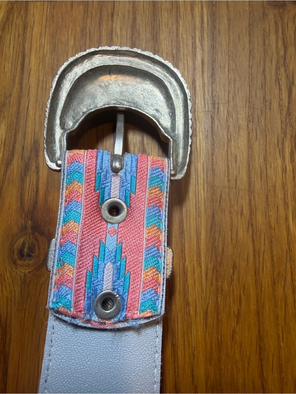 Vintage Nuovo Southwestern Pattern Belt with Silver Buckle (018) - Picture 9 of 11
